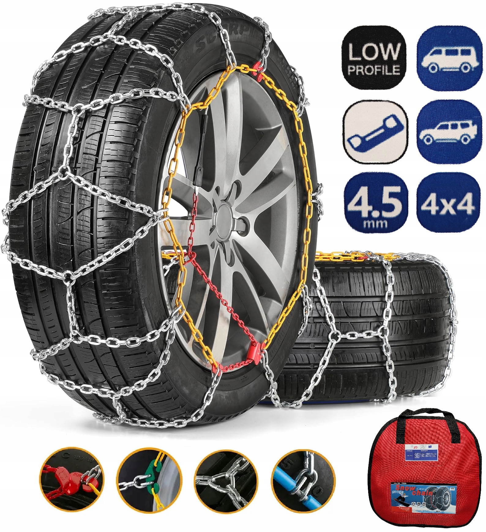 Sněhové řetězy Suv 4x4 Bus Kb 250 Kn článek 4,5 x 16 mm Certifikát Ö-Norm