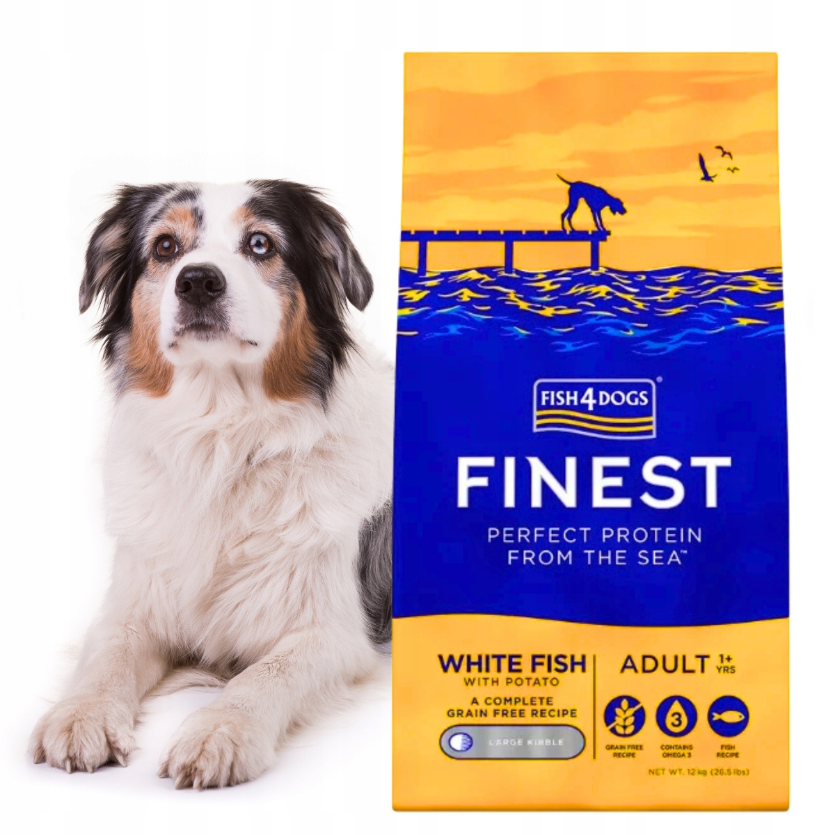 Fish4dogs Finest White Fish Adult Large 12kg (duże granulki)