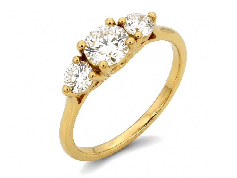 Prstýnek 585, tři zásnubní diamanty r10 pro ni 1,9 g Diamanty