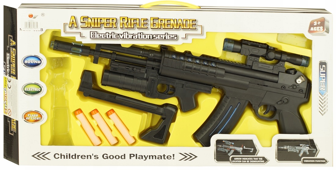 BEZPIECZNY KARABIN NA STRZAŁKI ŚWIATŁO DŹWIĘK 0835 Materiał pianka plastik