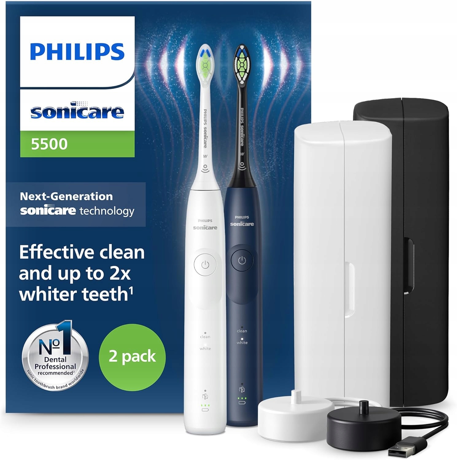 PHILIPS SONICARE 5500 Szczoteczka Soniczna 2 Tryby Kontroli Nacisku 2sztuki — miniatura 9