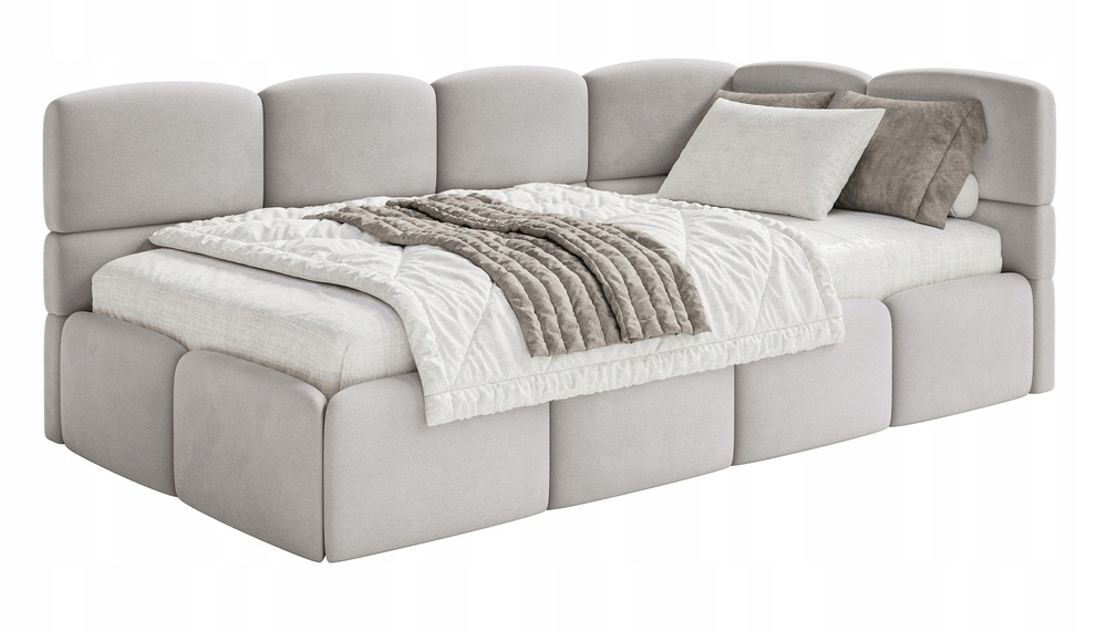 Postel pro mláděž 120 x 200 cm Cloudy světle šedá sametová pravá