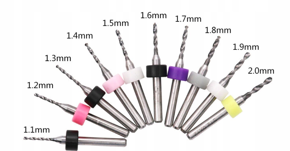 Zestaw malych frezów 10 cnc frez 1.1mm-2.0mm