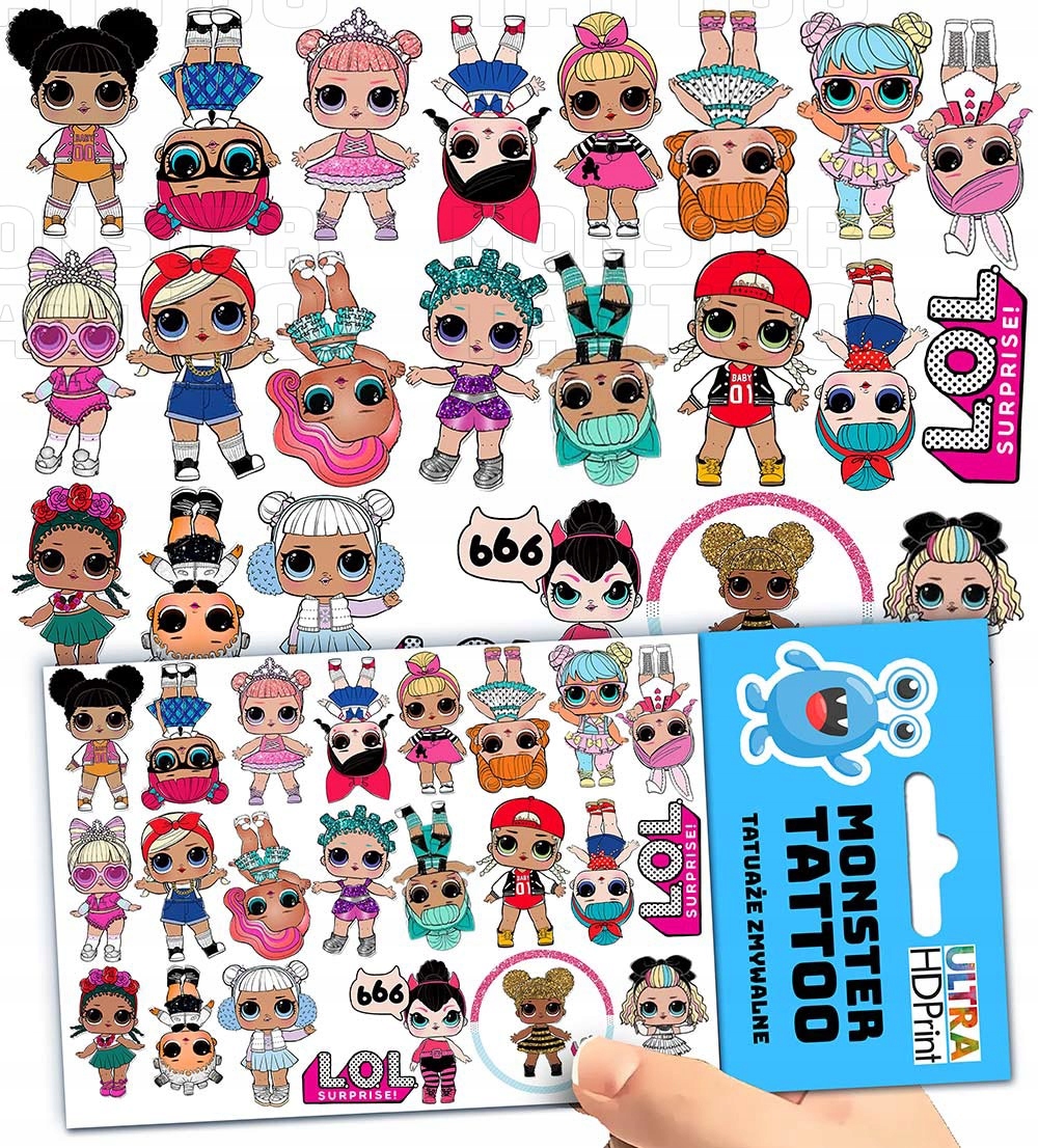 TATUAŻE ZMYWALNE TYMCZASOWE DLA DZIECI LOL SURPRISE LALKI WZORY ORYGINALNE