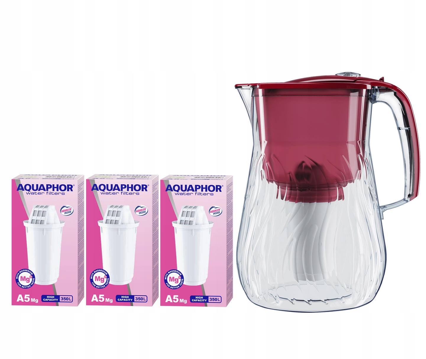 Dzbanek filtrujący Aquaphor Orleans 4.2l wiśniowy z 3 wkł. A5 Mg