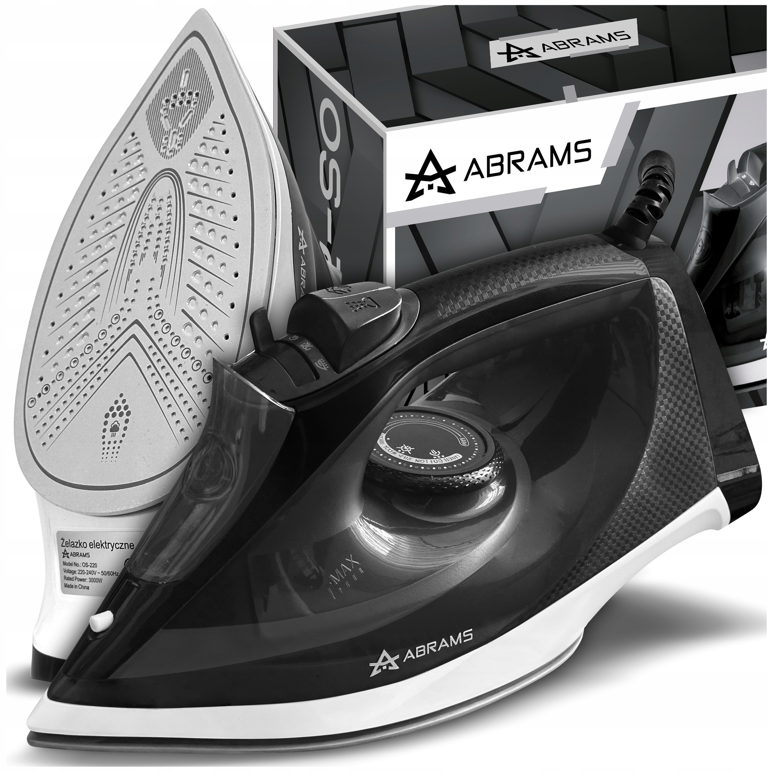 Žehlička Abrams Parní keramická Anti Drip Anti Calc Silná 3000 W