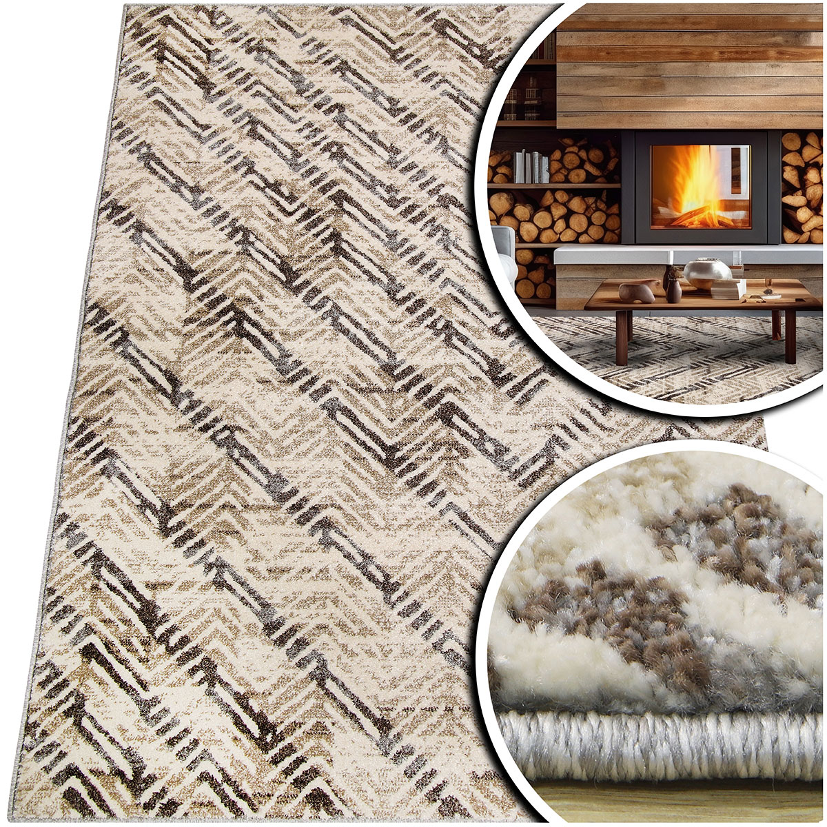 Módní Koberce Do Obývacího Pokoje Adventure Krémově Hnědé Měkké Moderní 160x230