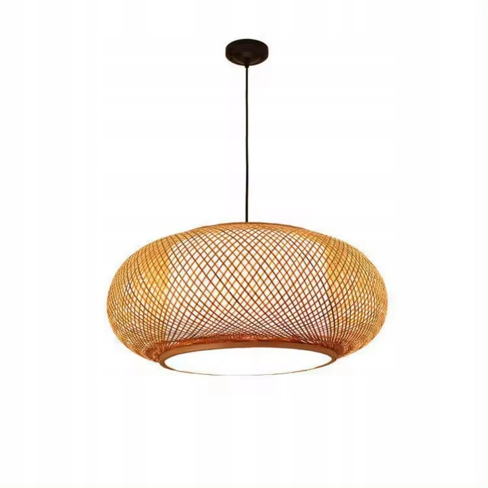 Wisząca lampa bambusowa Boho Naturalna loftowa nowoczesna 40cm E27 okrągła