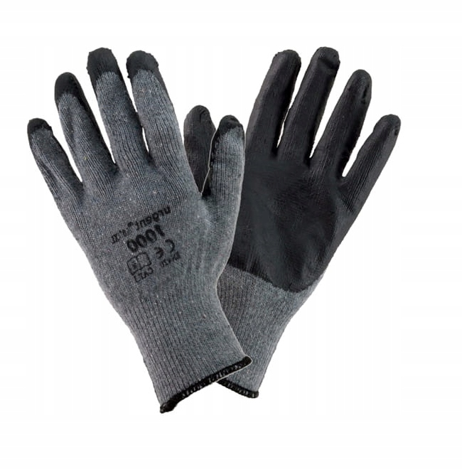 

Rękawice Grube polycotton+lateks szaro-czarne 9/L
