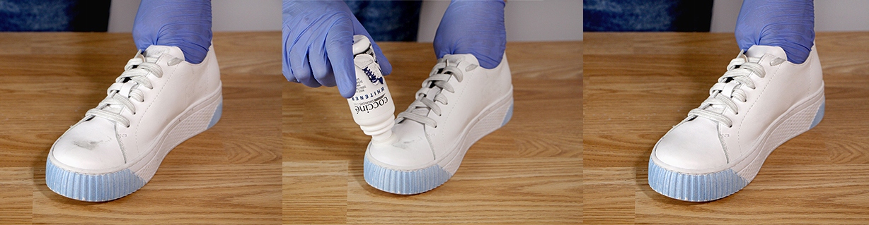 KOREKTOR COCCINE DO BIAŁYCH BUTÓW SPORTOWYCH SNEAKERS 75 ml Dedykowany materiał do wszystkich materiałów