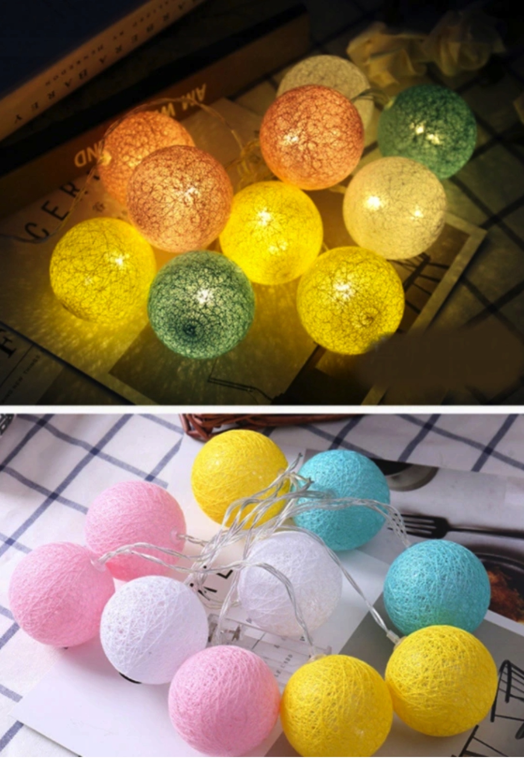 LAMPKI CHOINKOWE KULE 20 LED COTTON BALLS 3M Zasilanie bateryjne