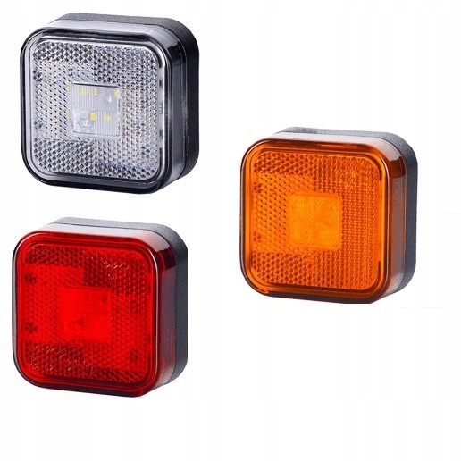 LAMPA OBRYSOWA LED KWADRATOWA CZERWONA PRZYCZEPA Źródło światła LED