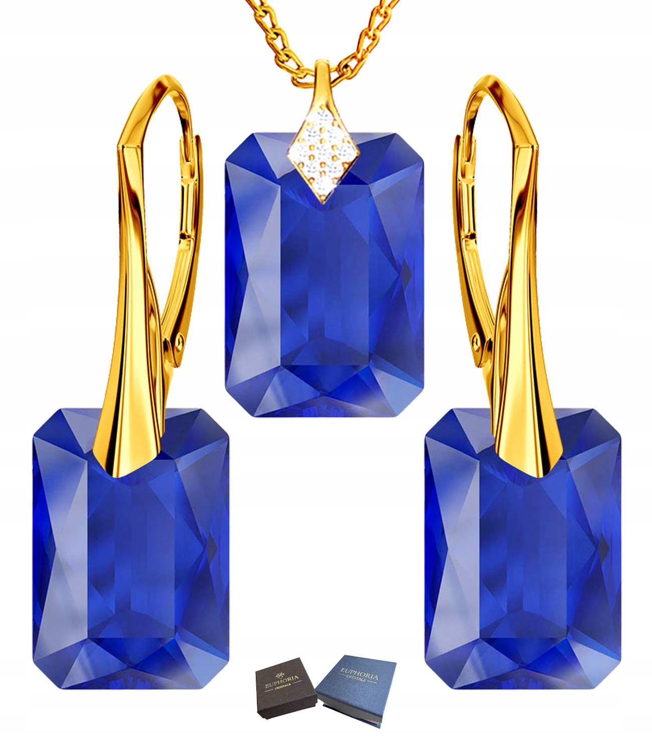 Sada zlatých šperků Náušnice Přívěsek s přívěskem Zirkony pro maminku