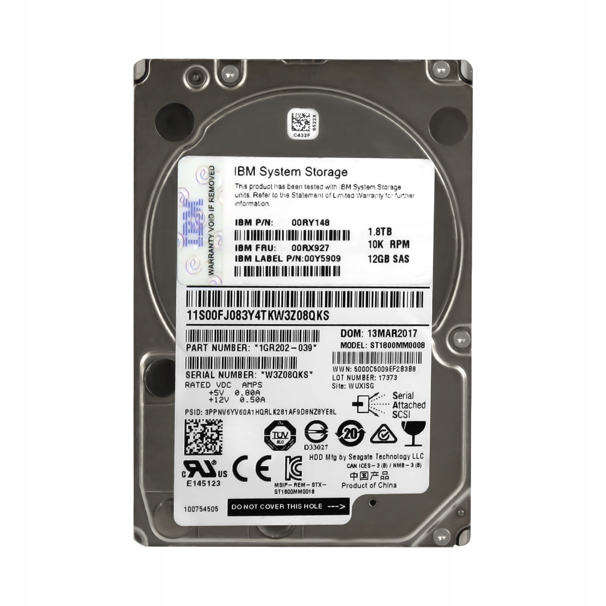 Ibm 00RX927 00RY148 1,8 Tb 10K 128 Mb SAS-3 2,5'' ST1800MM0008