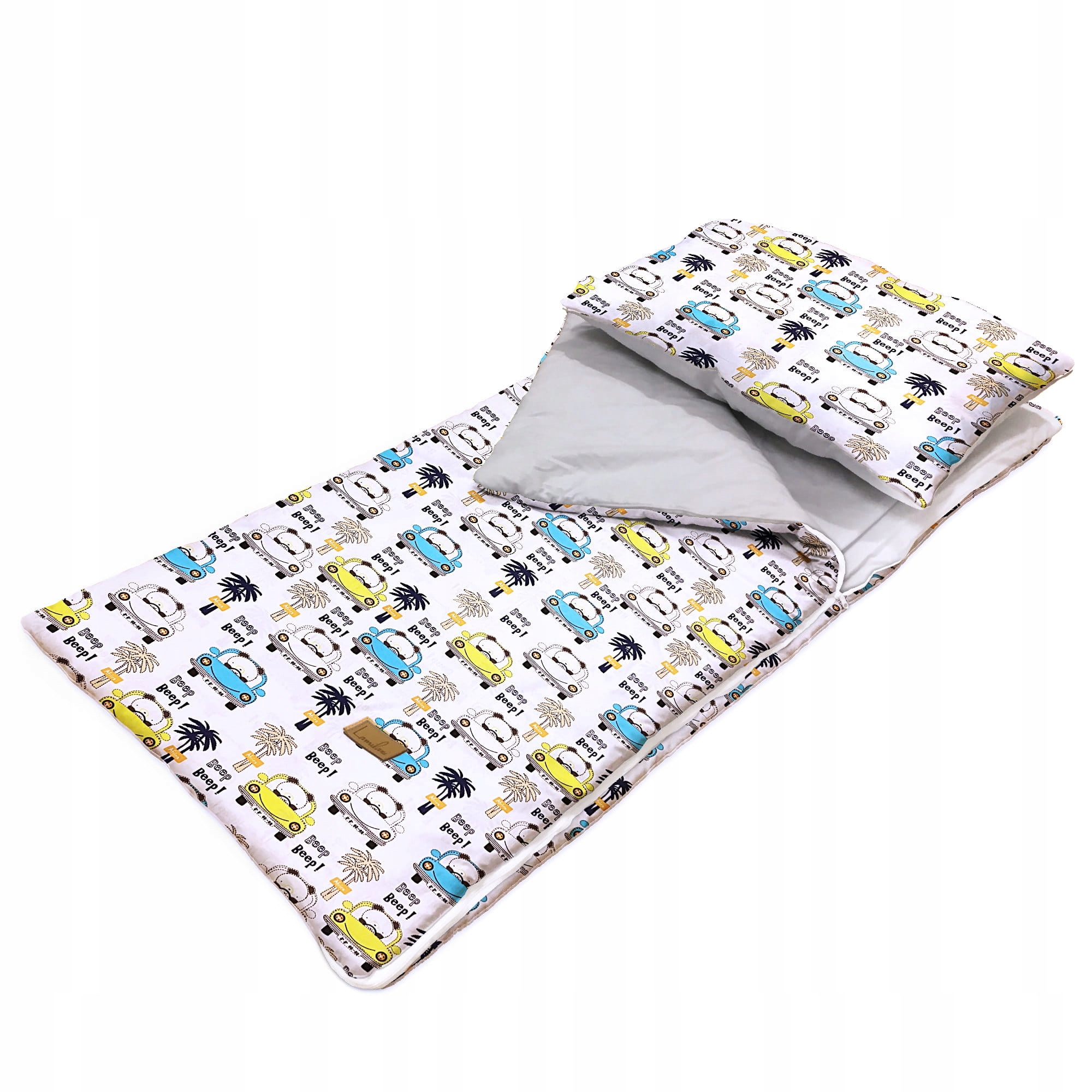 Śpiworek Przedszkolaka Auta Palmy Szary 140x75