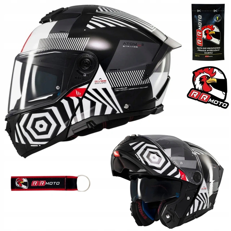 Motocyklová prilba s čeľusťou Mt Atom 2 Sv Strange Black/white čierna biela