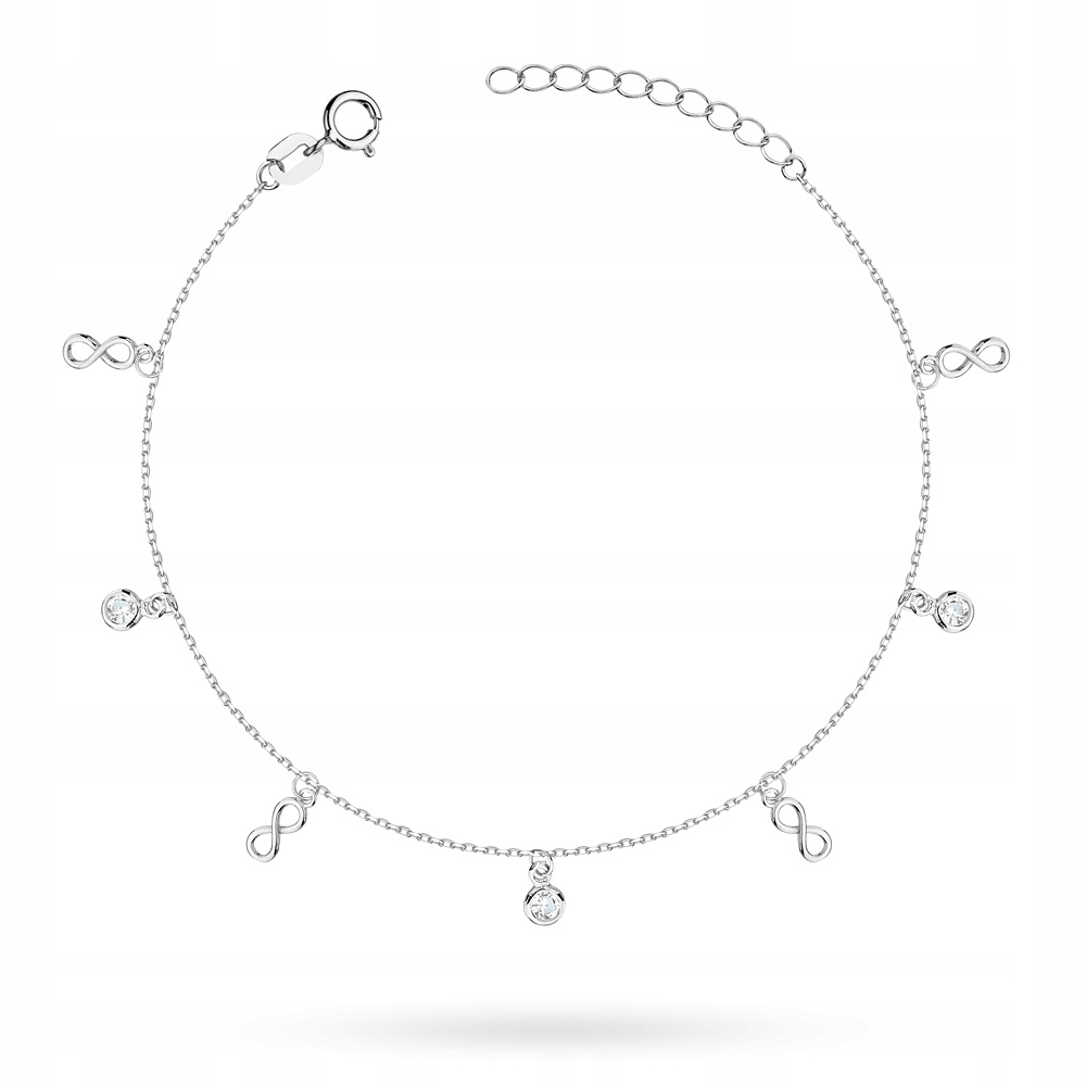 

Srebrna Bransoletka 925 Nieskończoność i Cyrkonie