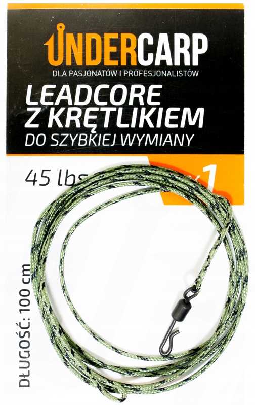 UnderCarp Leadcore z Krętlikiem do Szybkiej Wymiany 45lbs 100cm Zielony