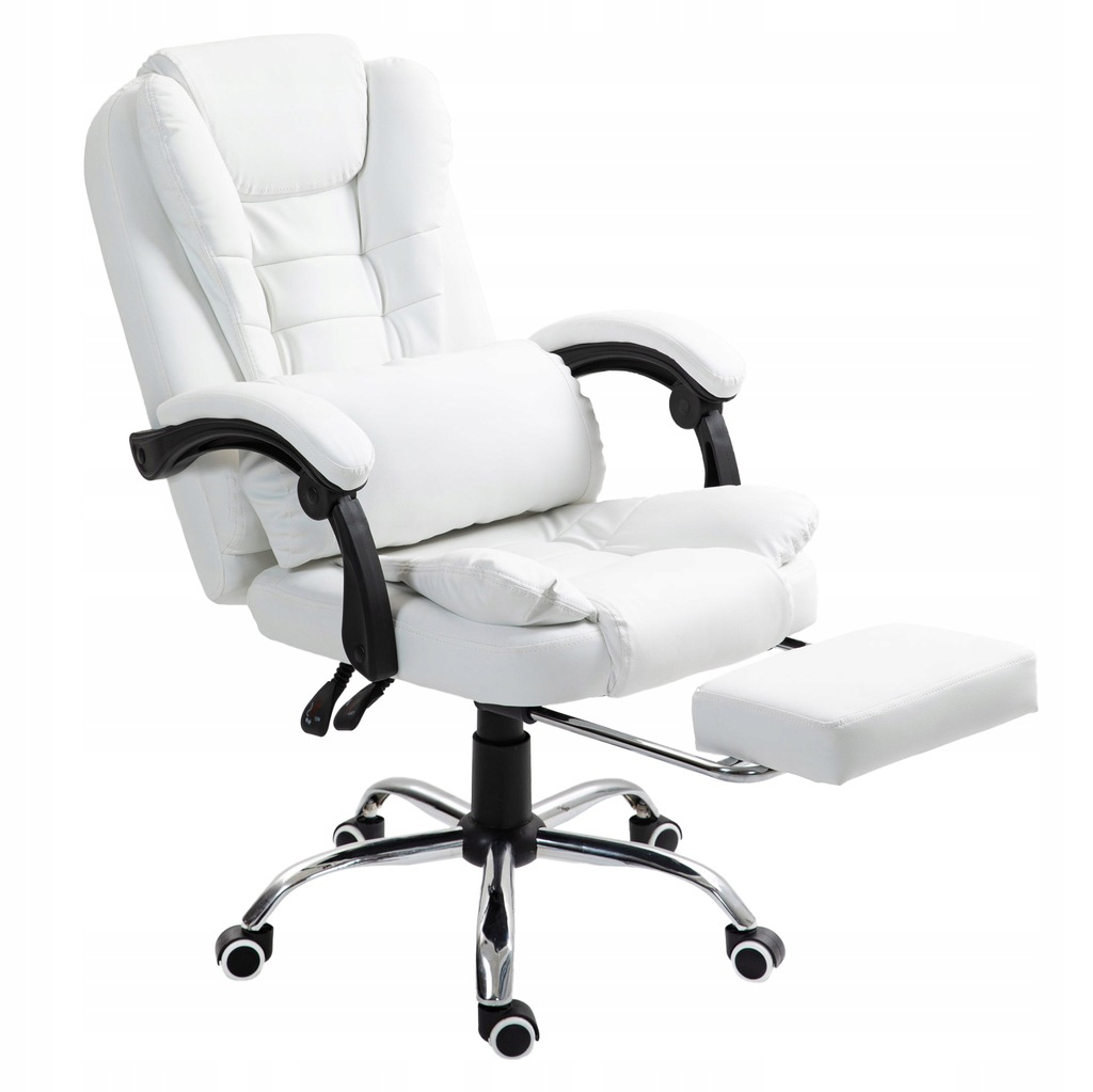 Otočná kancelárska stolička s podnožkou a vankúšom pod bedrá Biela Giosedio