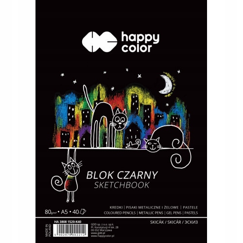 BLOK CZARNY NA SPIRALI A5 40k/80g HAPPY COLOR KOTY