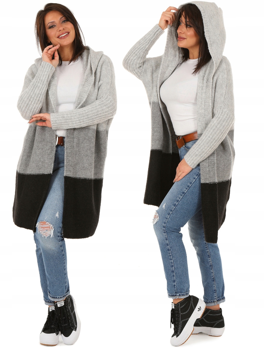 F617 POLSKI Kardigan SWETER kaptur PASY Model F617