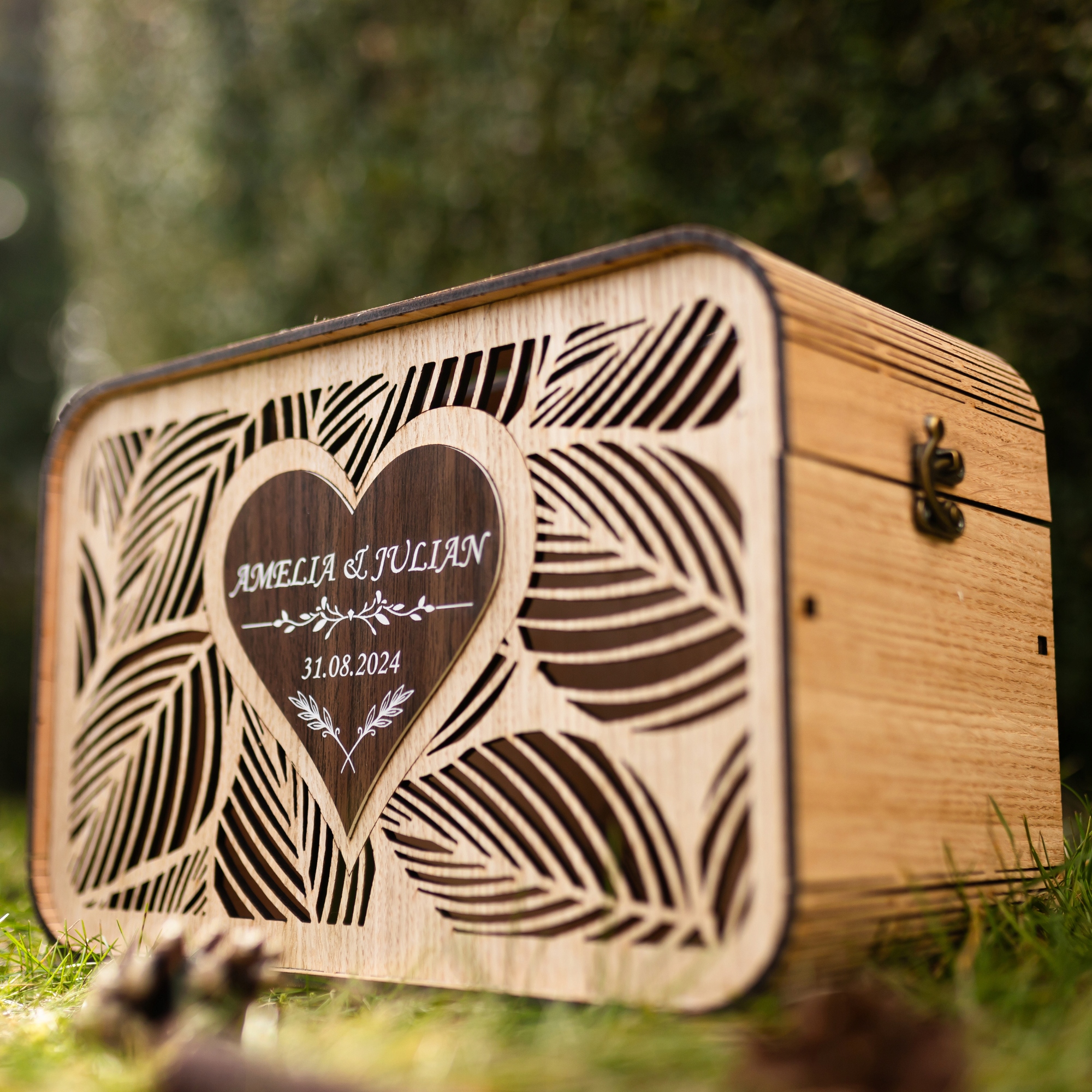 PUDEŁKO na KOPERTY ŚLUBNE DREWNIANA SKRZYNKA wesele PERSONALIZACJA Kod producenta Drewniane pudełko na koperty premium. Ślub