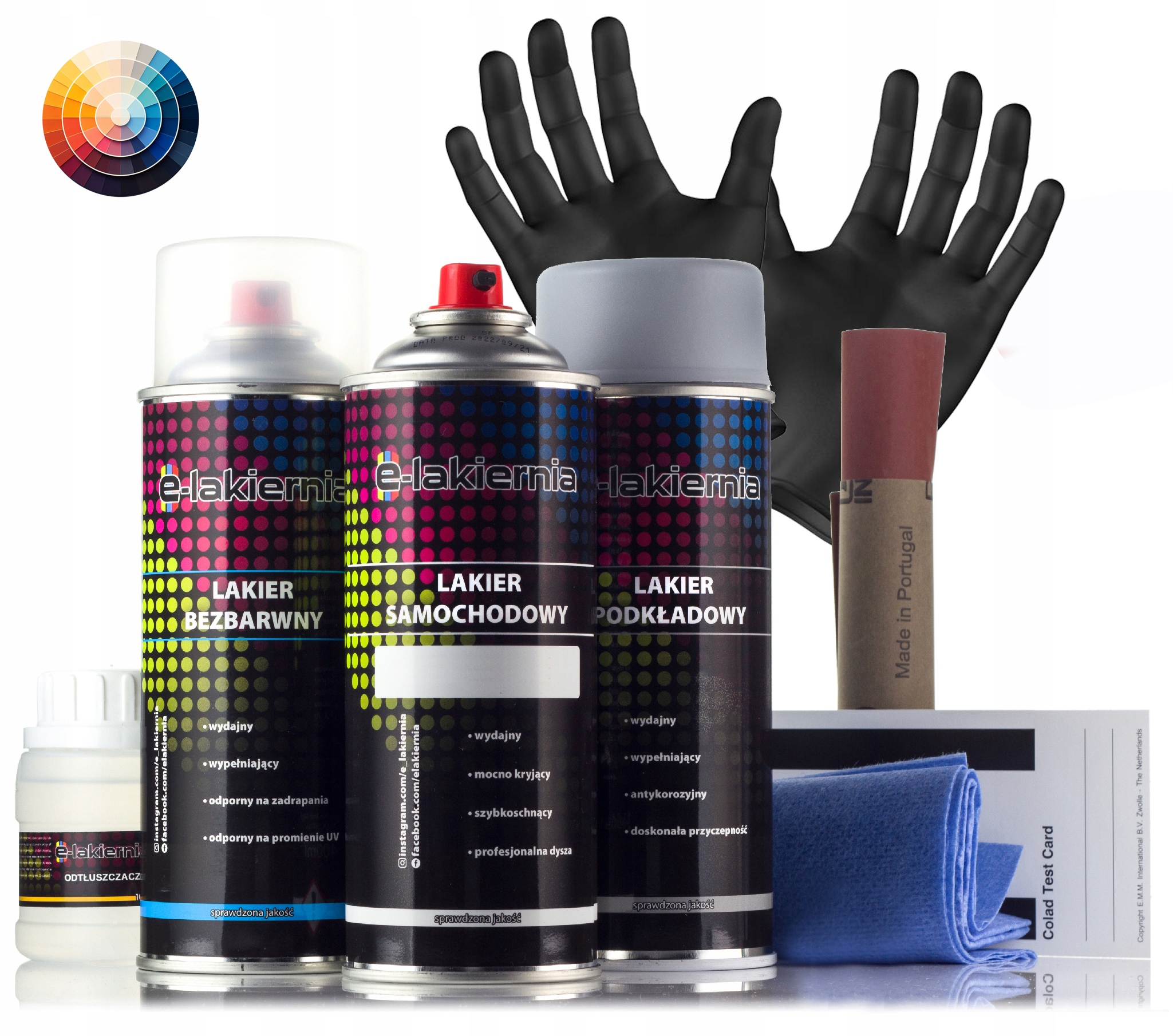 LAKIER SAMOCHODOWY SPRAY + PODKŁAD BEZBARWNY E-LAKIERNIA KAŻDY KOLOR