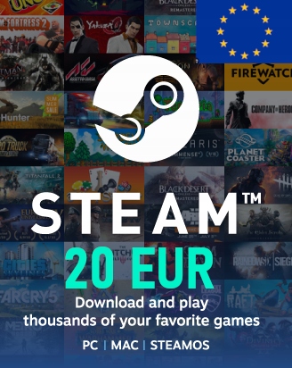 Kod Doładowanie Steam 20 EUR Karta Steam Wallet