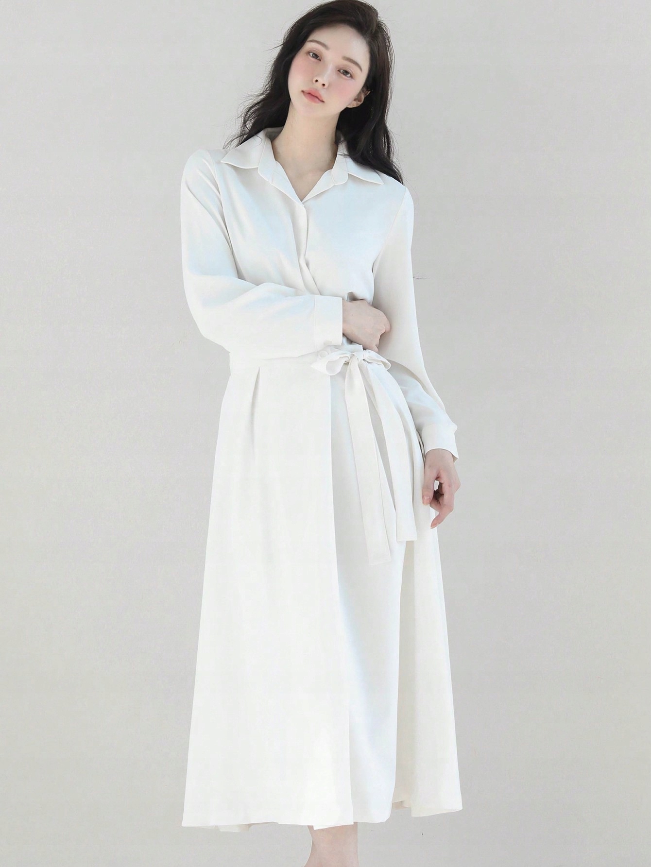 Šaty Maxi Elegantní Košilové Stylové Návštěvnické Bílé Dazy S 36