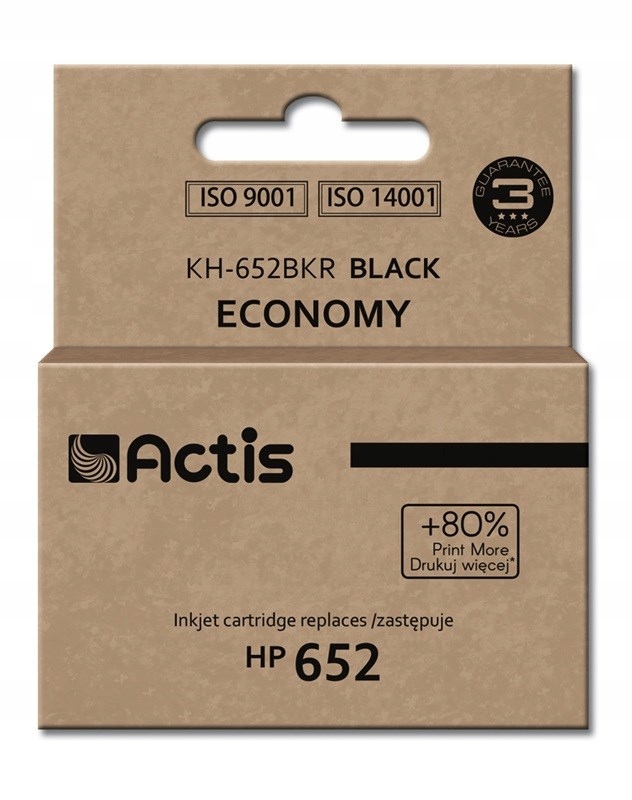 Actis KH-652BKR Inkoust (náhrada Hp 652 F6V25AE; Standard; 15 ml; 650 stran,