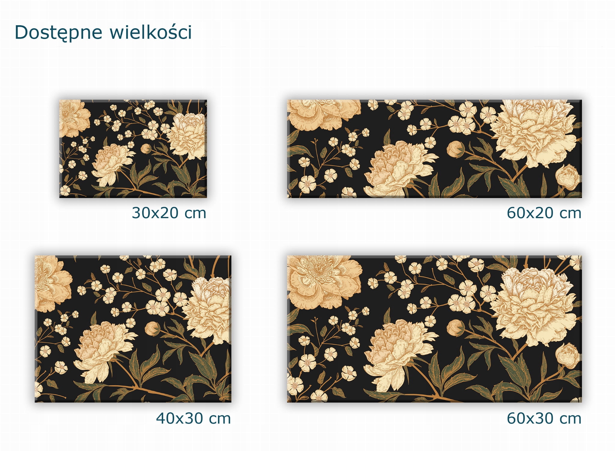 SZKLANA PODSTAWKA POD ZNICZE 60x20cm Piwonie 365c Długość 60 cm