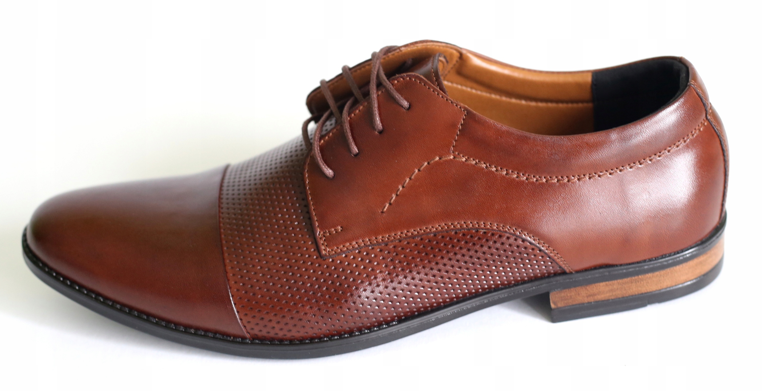 BUTY WIZYTOWE BRĄZOWE OBUWIE SKÓRZANE 323-3-4 BAF