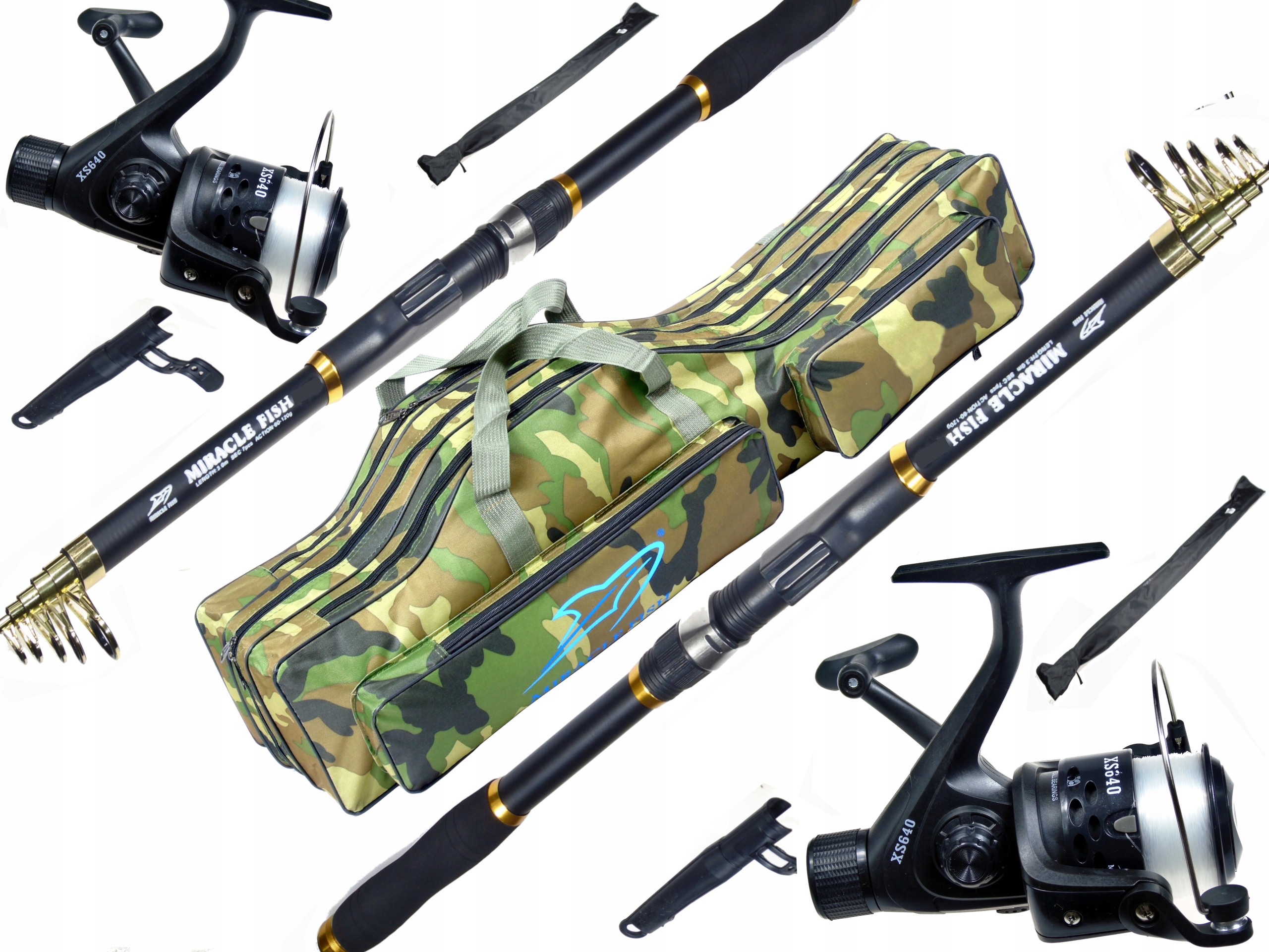 Zestaw Wędkarski 2x Wędka 3,6M 2x Kołowrotek Grunt Spławik Żywiec Pokrowiec