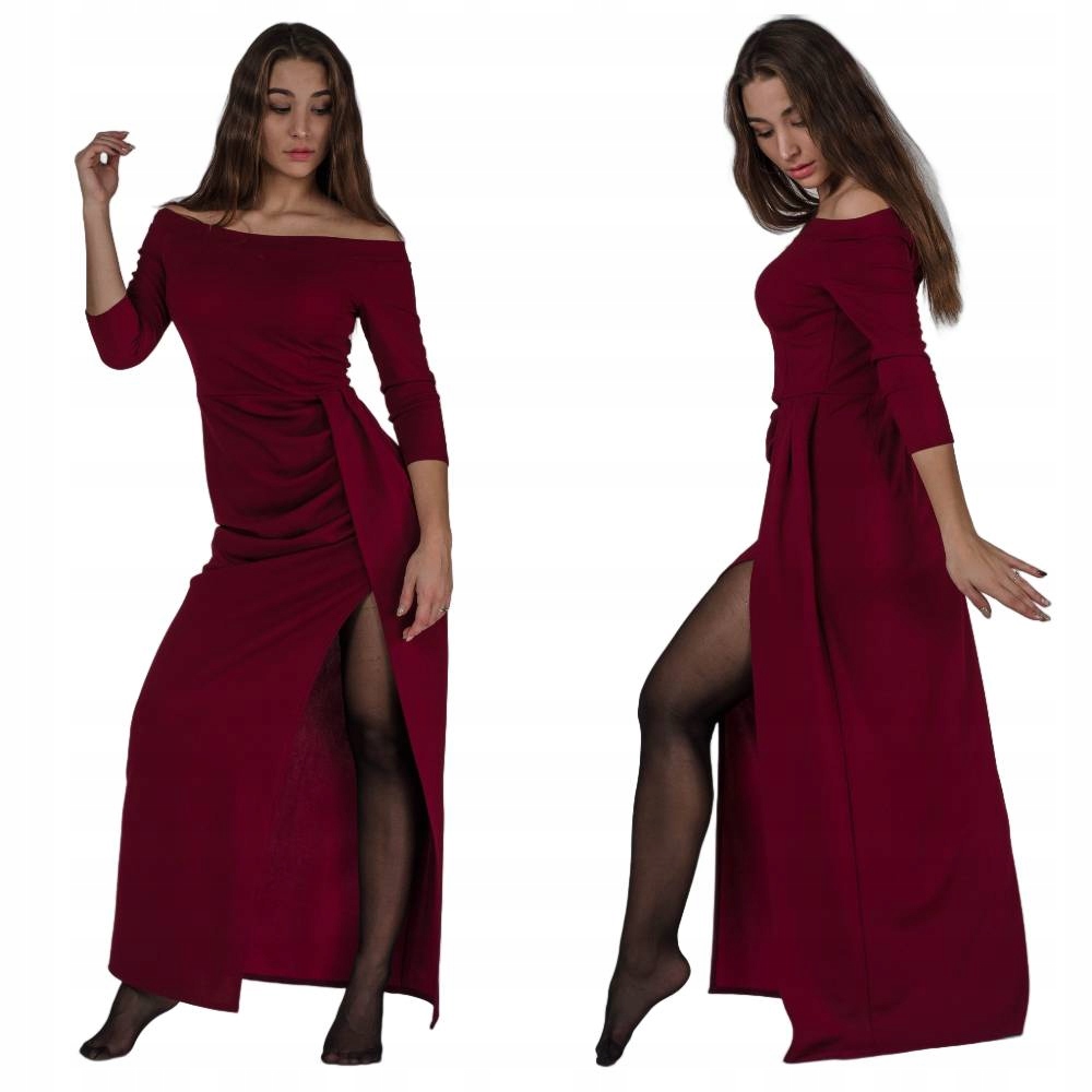 Šaty s rozparkem Bordó Maxi XL/2XL