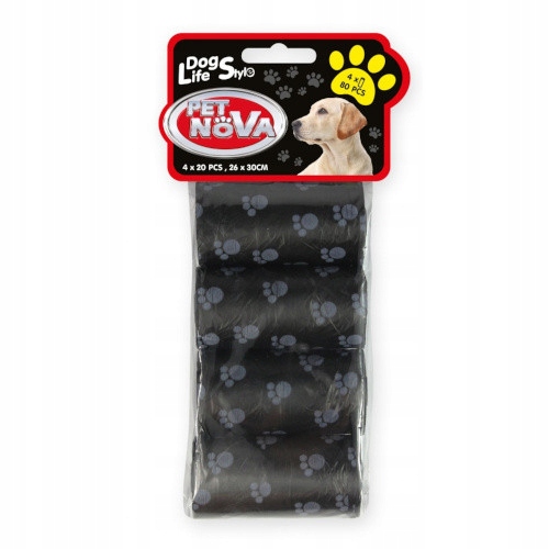 

Pet Nova Dog Worki na odchody 80szt czarne w łapki