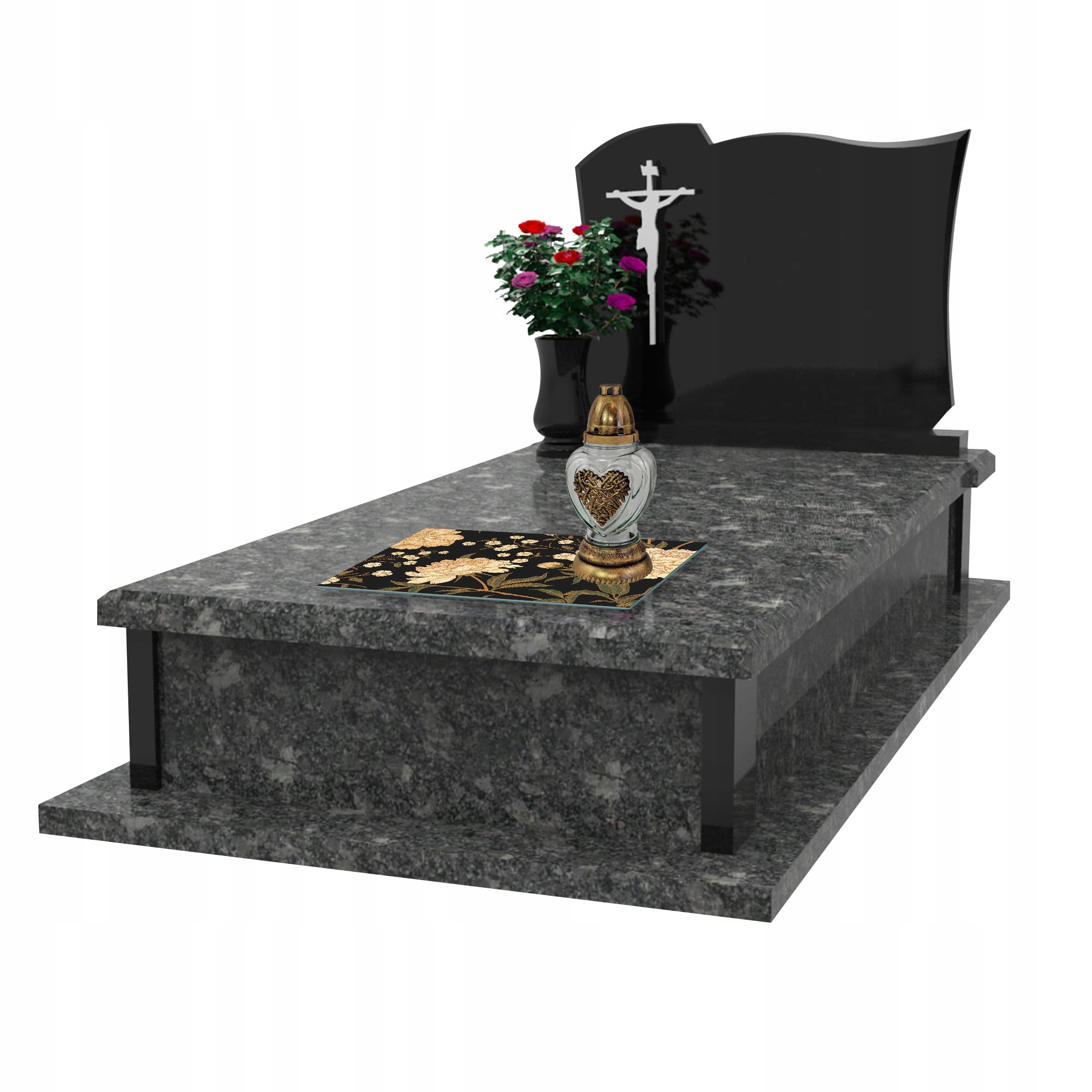 SZKLANA PODSTAWKA POD ZNICZE 30x20cm Piwonie 365a Motyw inny