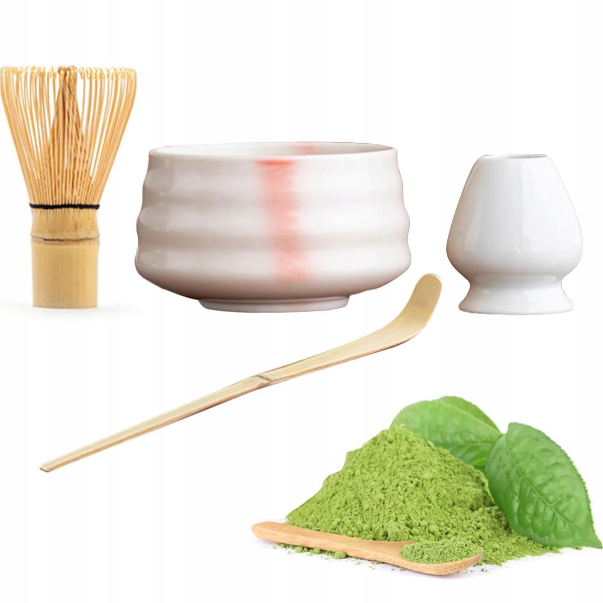 Levně Sada pro Matchy 4v1 keramická Šálek metla čajová lžička Matcha