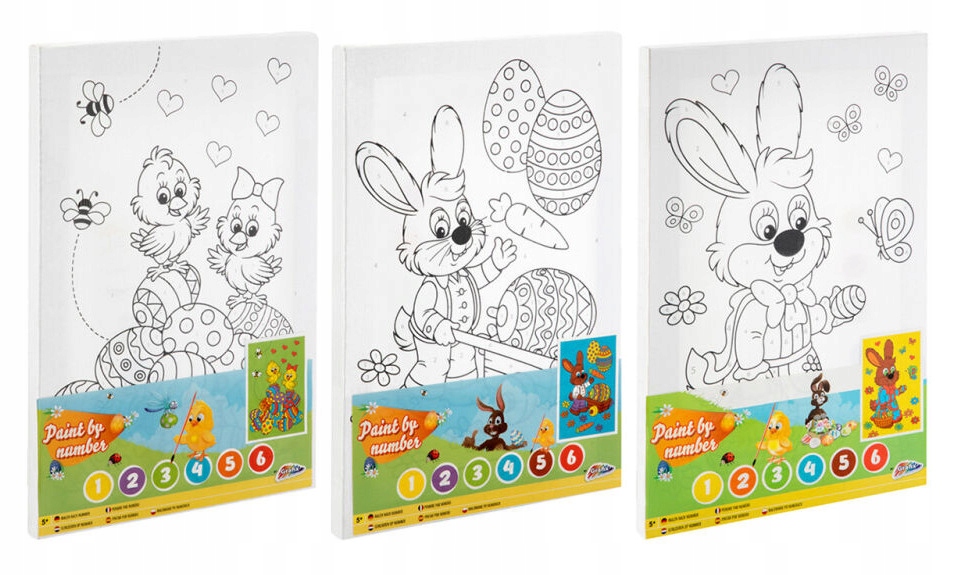 WIELKANOC ŚWIĘTA MALOWANIE PO NUMERACH + PĘDZELEK FARBKI Marka Grafix