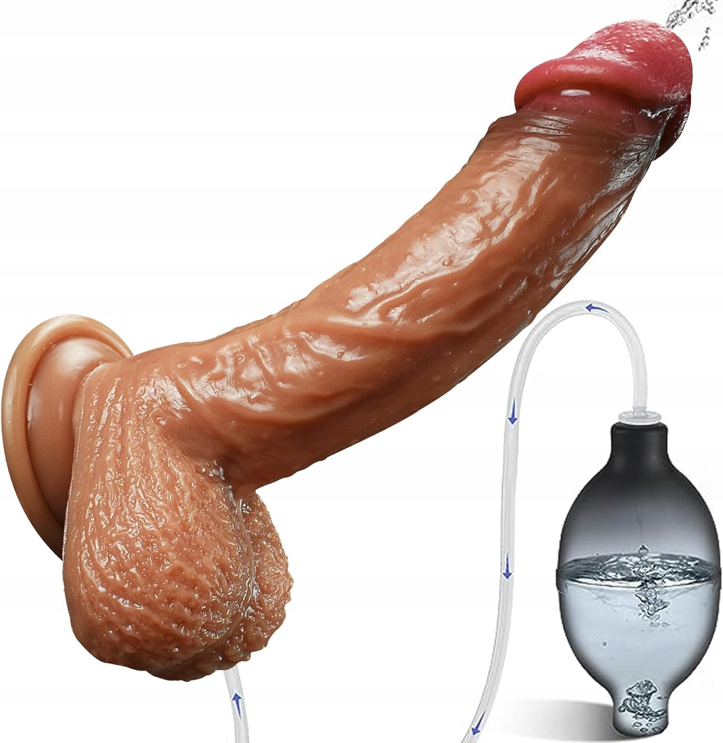 REALISTISCHER Dildo Z Funkcją Ejakulacji Przyssawka Miękki 22cm Dla Kobiet — miniatura 7