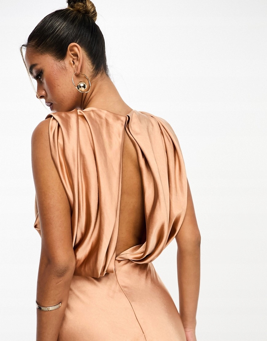 lux satynowa sukienka maxi z drapowaniem L Płeć kobieta