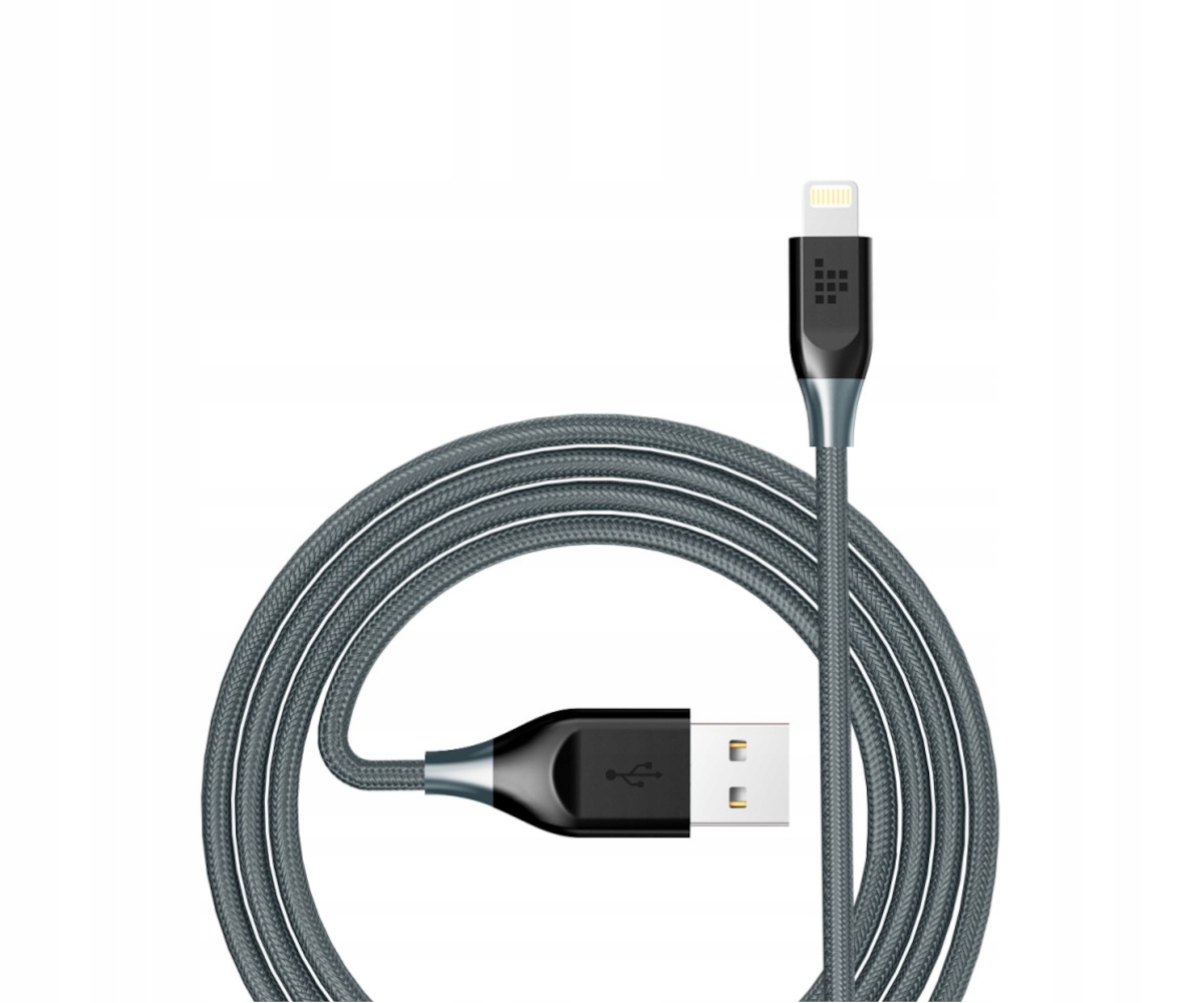 

Kabel iPhone Lightning 1,2m szary MFi oplot nylon