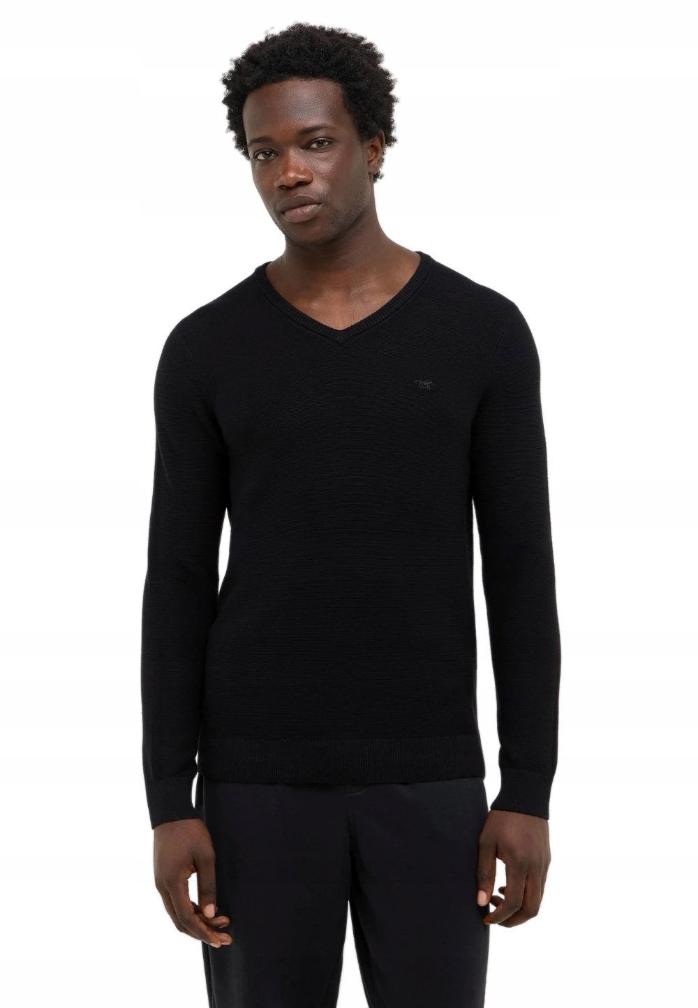 Pánský Bavlněný Svetr Tenký Černý Bez Vzoru Klasický Mustang XL