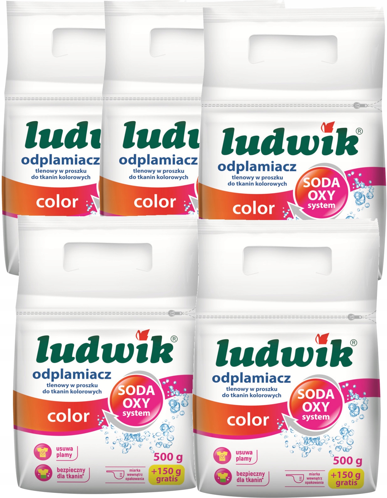 Levně Ludwik Soda Oxy Odstraňovač skvrn na praní barevného prádla 5 x 650 g