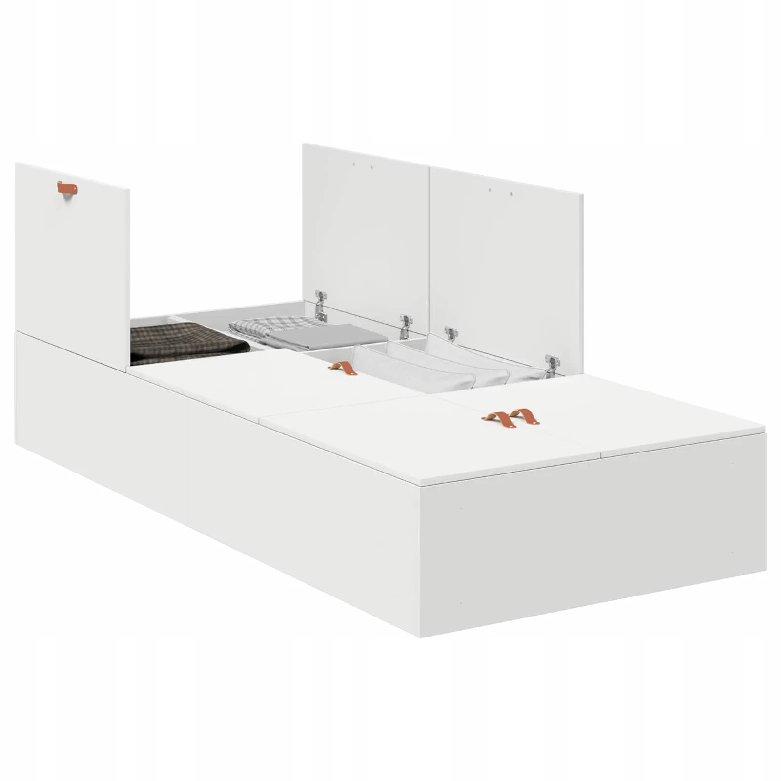Rám postele minimalistický, bílý, 200 x 90 x 31.5 cm s úložným prostorem