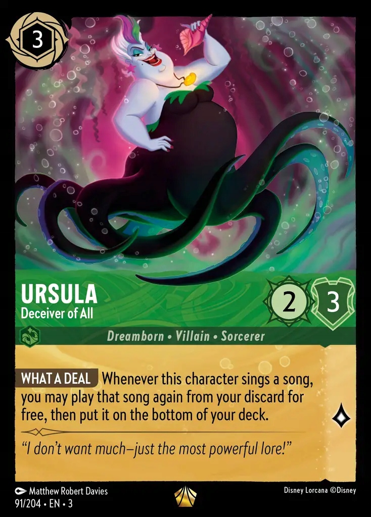 Disney Lorcana Ursula Deceiver of All 3INK #091