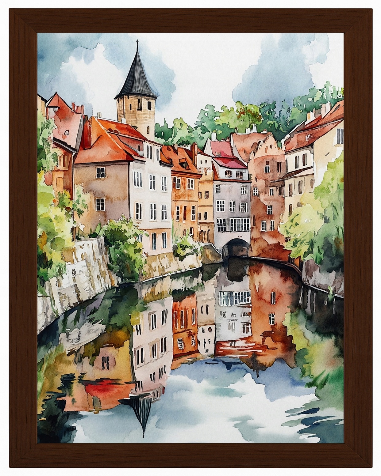 Plakát Rámeček Dřevo Město České Krumlov Staré Město Zabytek Kanál 60x80