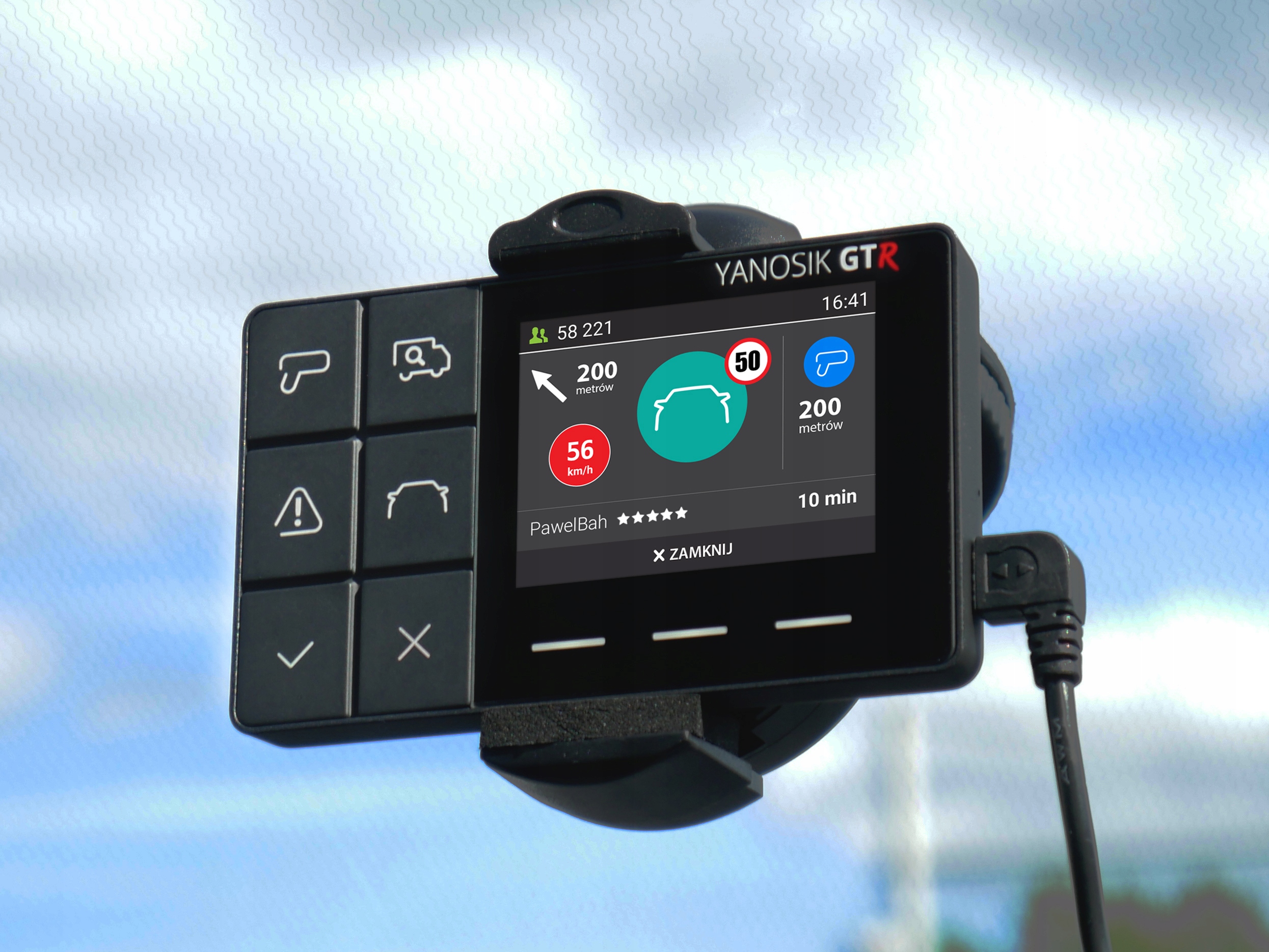 ANTYRADAR YANOSIK GTR +E-TOLL +TRYB MOTOCYKLOWY I SAMOCHODOWY |UCHWYT+KUBEK Model GTR