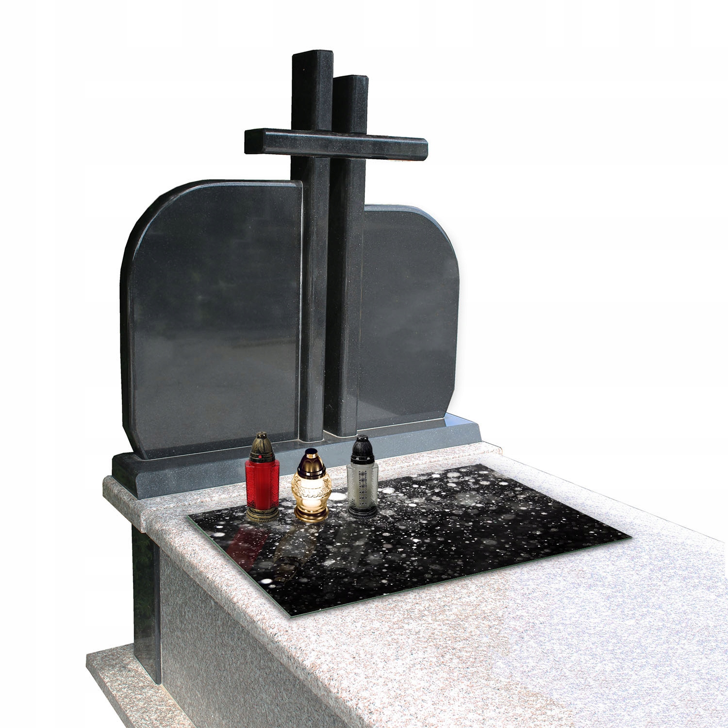 Podstawka do ZNICZY we WZORY na CMENTARZ POMNIK Szyba Hartowana 80x52cm Długość 52 cm