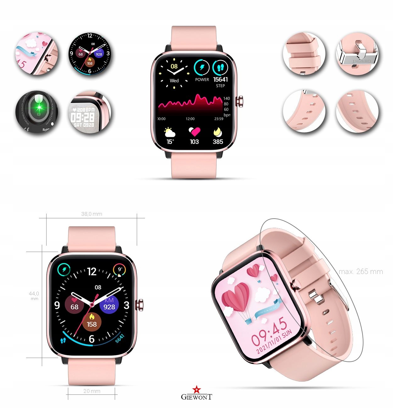 SMARTWATCH DLA DZIEWCZYNKI NA KOMUNIĘ POŁĄCZENIA Materiał paska guma