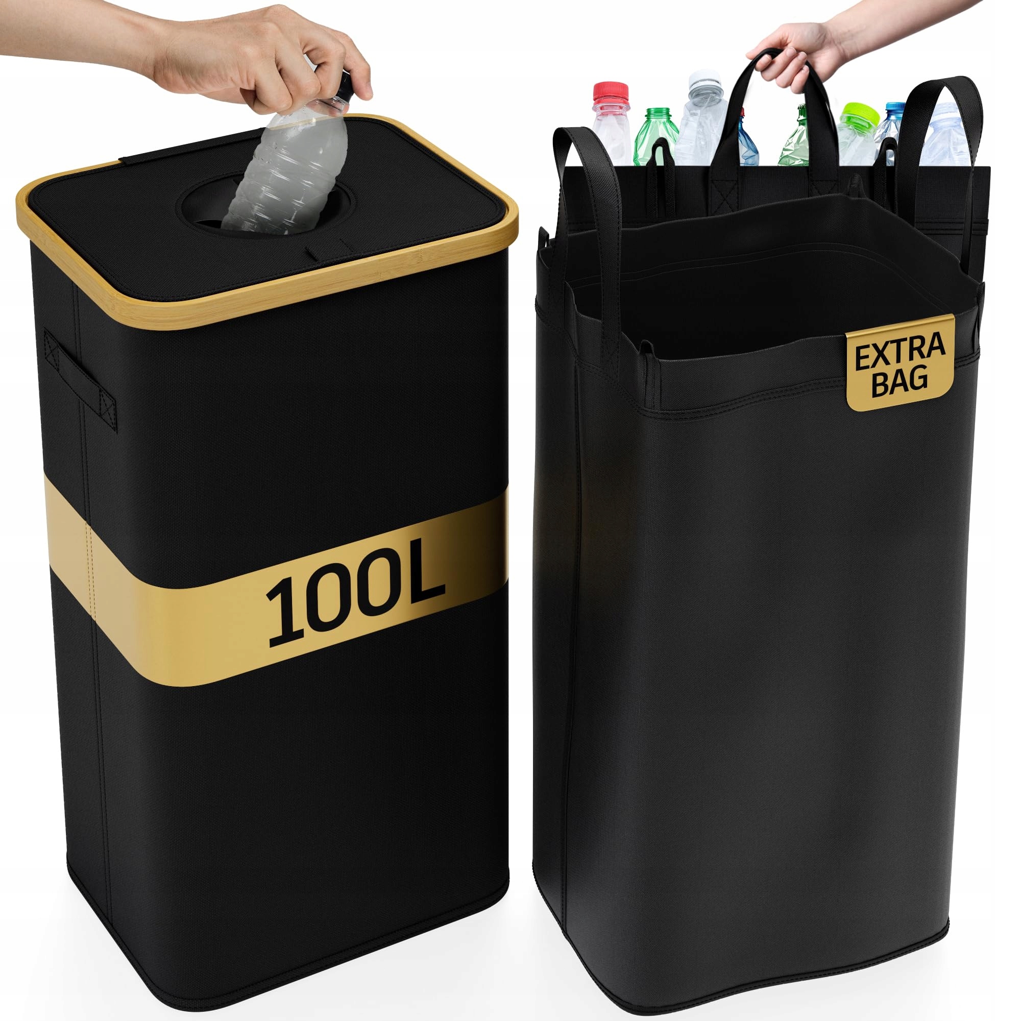 Zásobník na fľaše 100 l s viečkom čierny Deco Haus Recyklácia